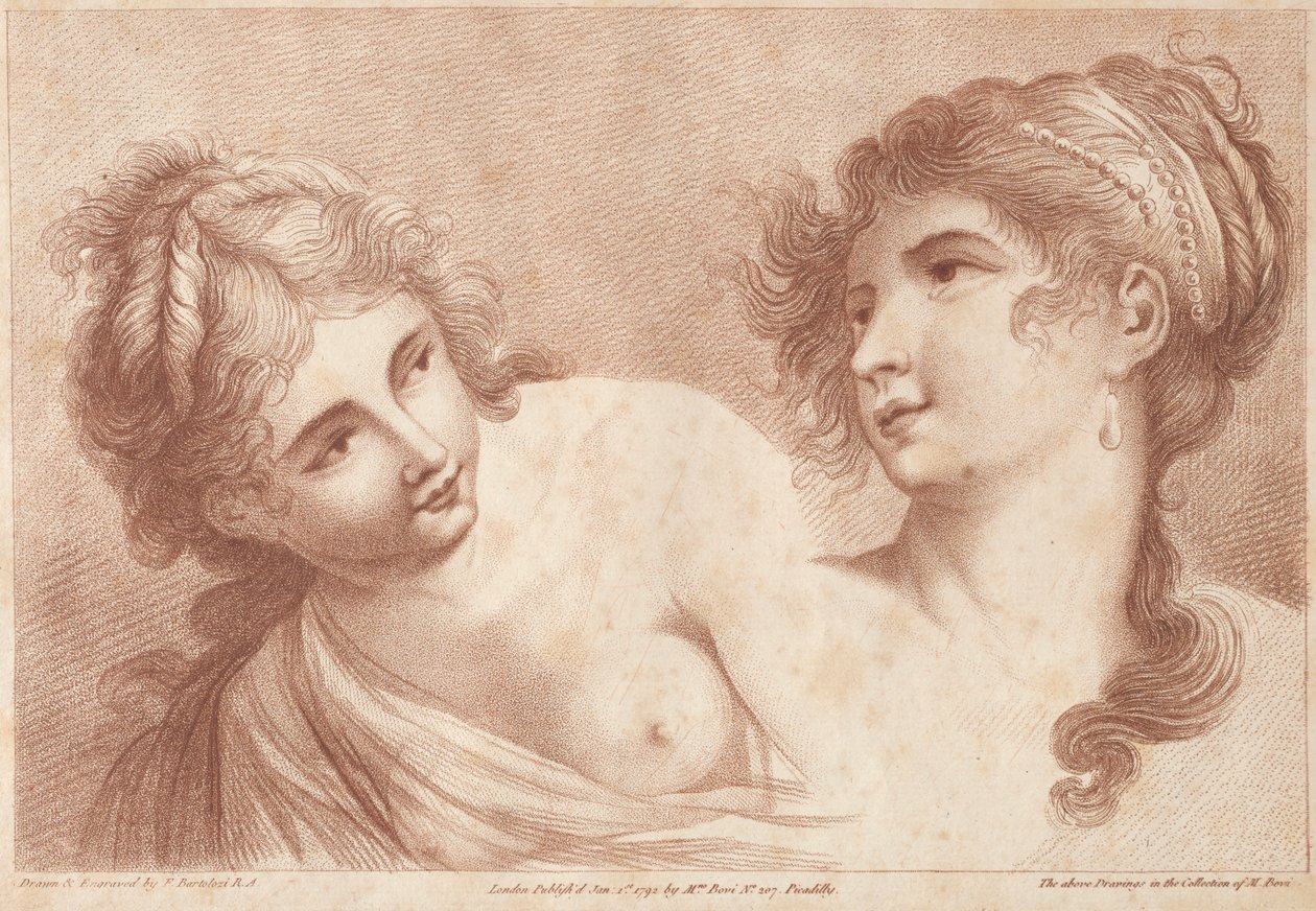 Köpfe von zwei Frauen von Francesco Bartolozzi
