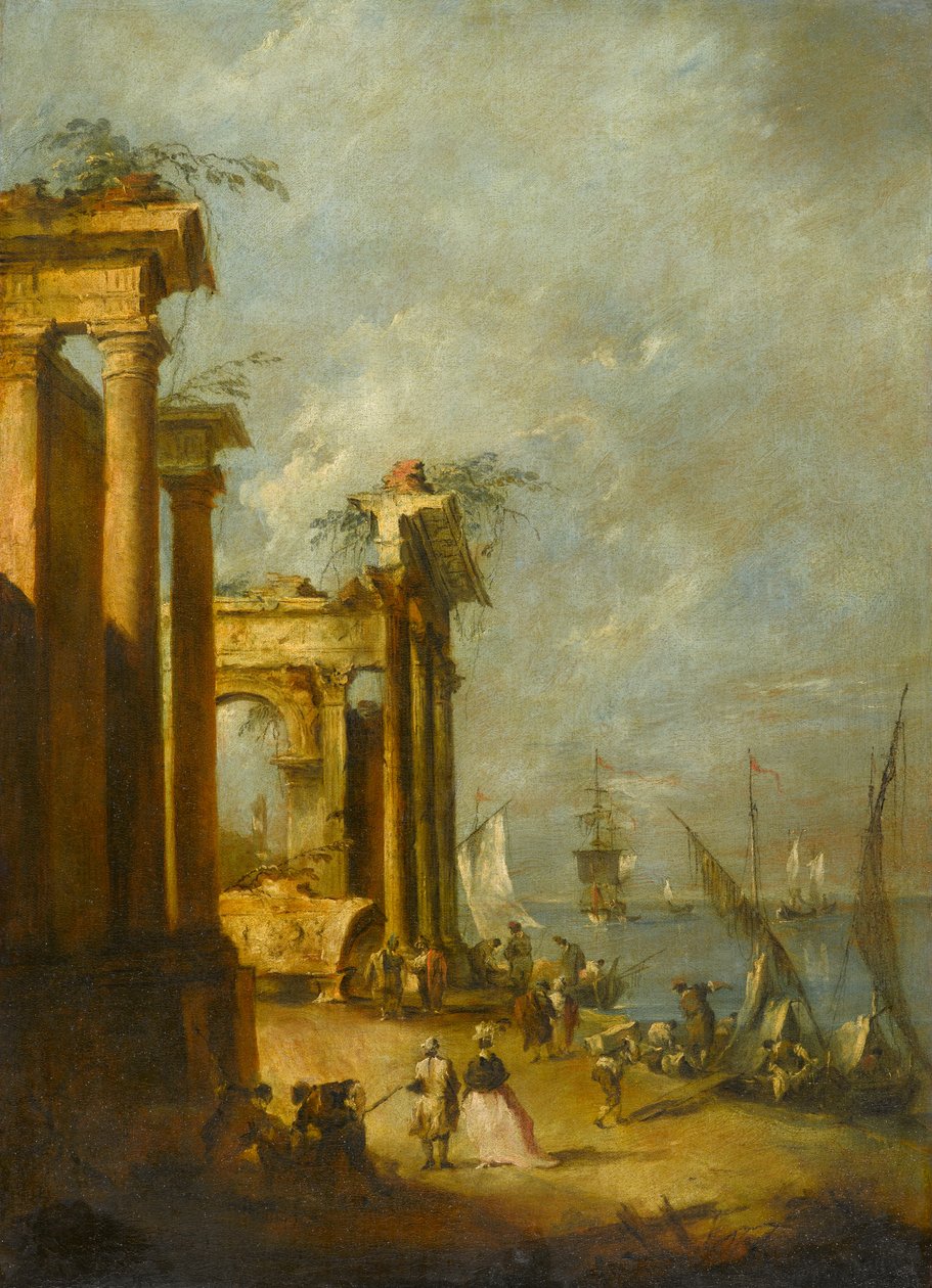 Römische Ruinen in der Nähe der Lagune, ca. 1765-1775 von Francesco Guardi