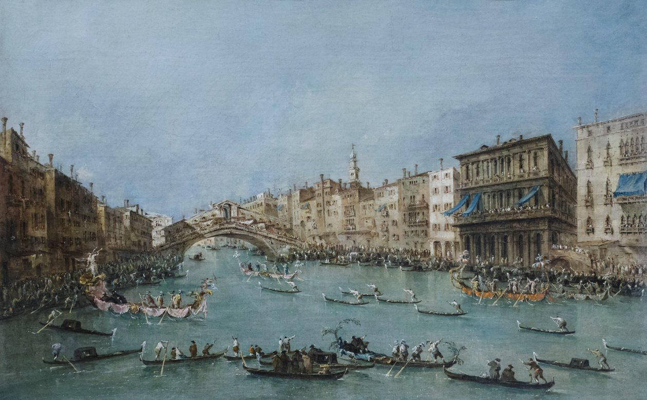 Der Canal Grande in der Nähe der Rialto-Brücke von Francesco Guardi