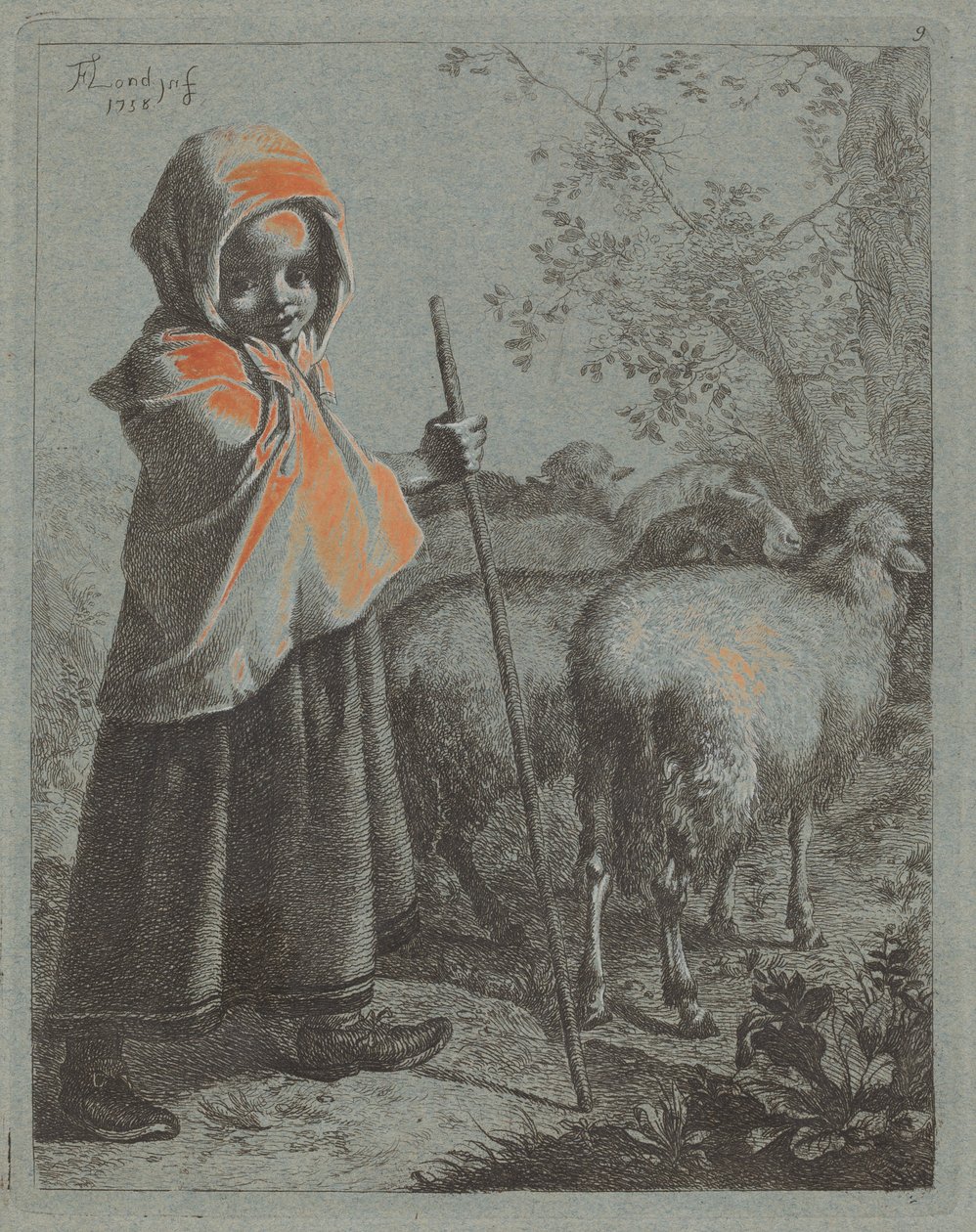 Kindliche Schäferin mit Herde von Francesco Londonio
