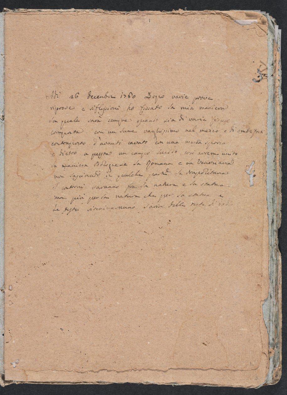 Verona-Skizzenbuch: Inschrift Seite 1 von Francesco Lorenzi