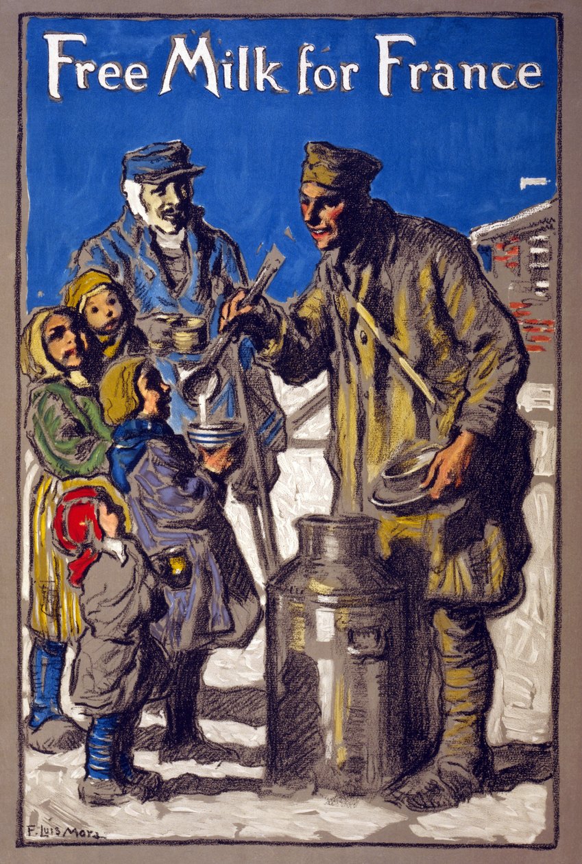 Kostenlose Milch für Frankreich, 1918 von Francis Luis Mora