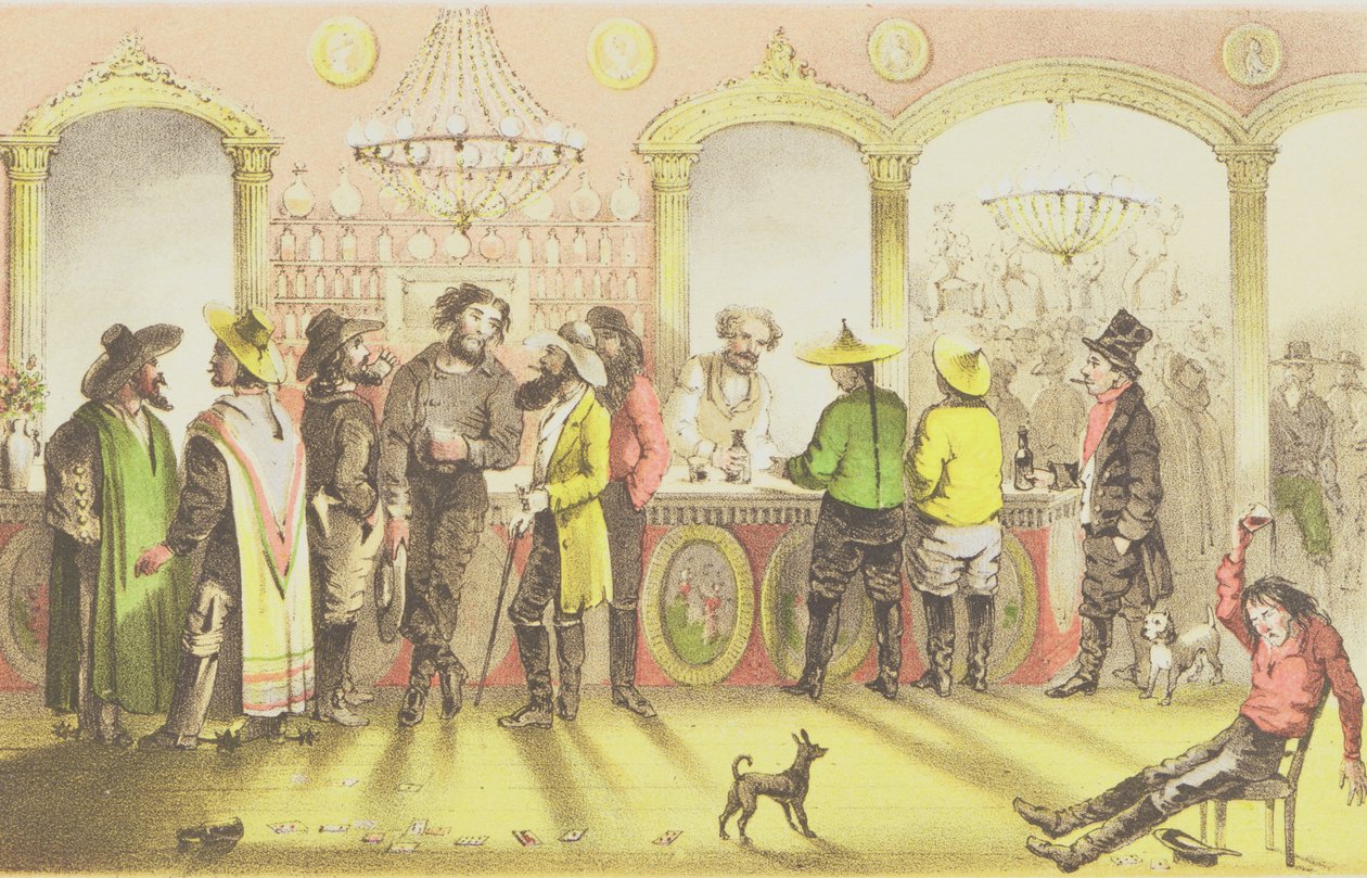 Die Bar eines Glücksspielsalons, graviert von J. Brandard, 1855 von Francis Samuel Marryat