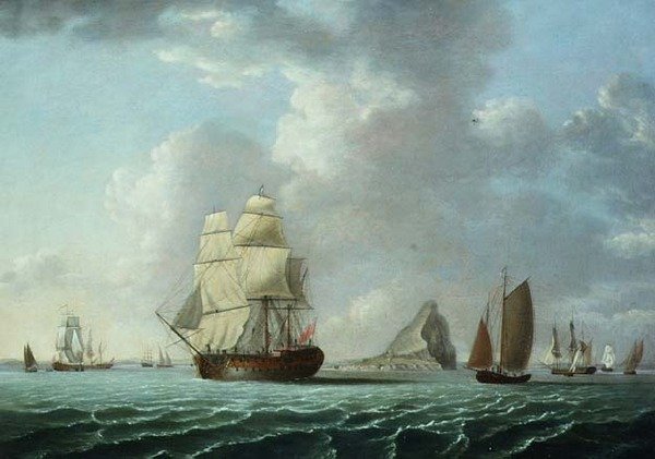 Britisches Kriegsschiff vor Gibraltar von Francis (attr. to) Holman