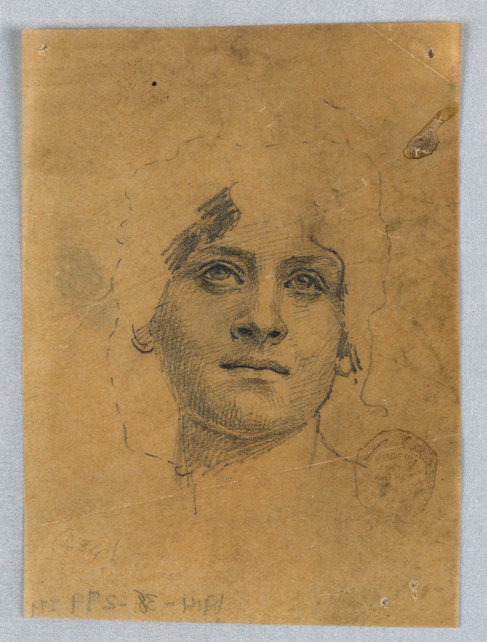 Skizze eines Frauengesichts von Francis Augustus Lathrop