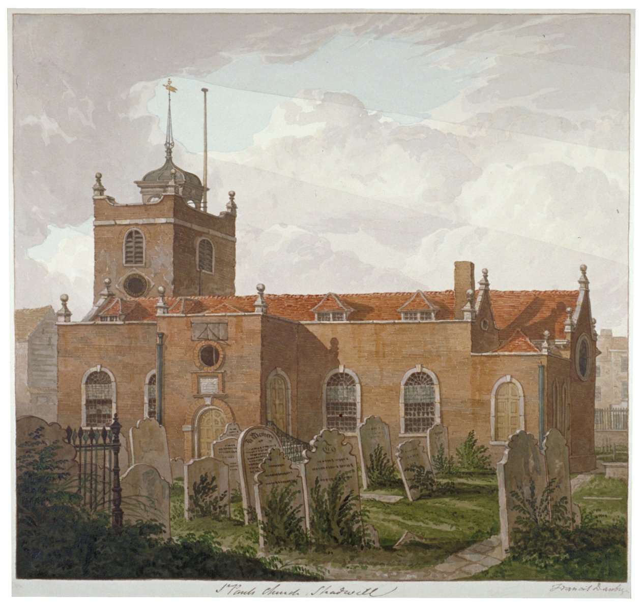 Kirche St. Paul, Shadwell, London, um 1810 von Francis Danby