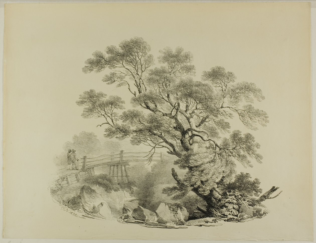 Baum und Fußbrücke von Francis Nicholson