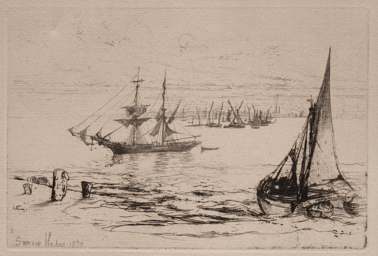 Eine Brigg vor Anker von Francis Seymour Haden