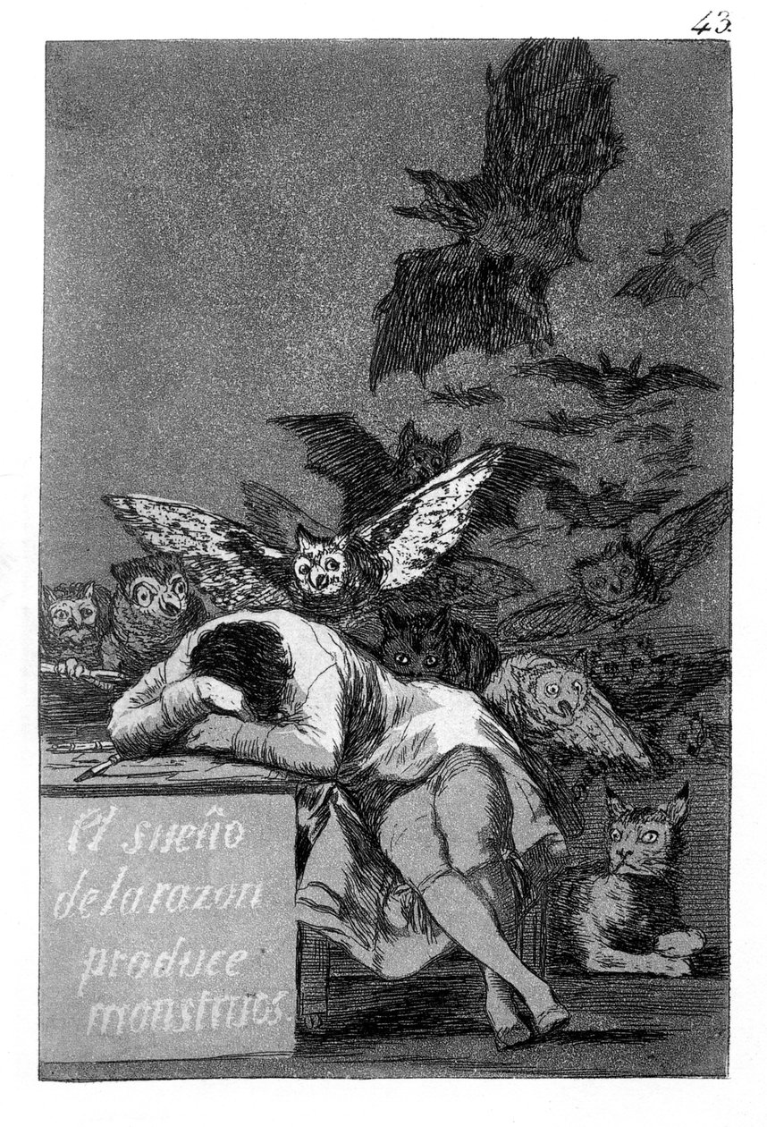 Der Schlaf der Vernunft gebiert Ungeheuer von Francisco de Goya