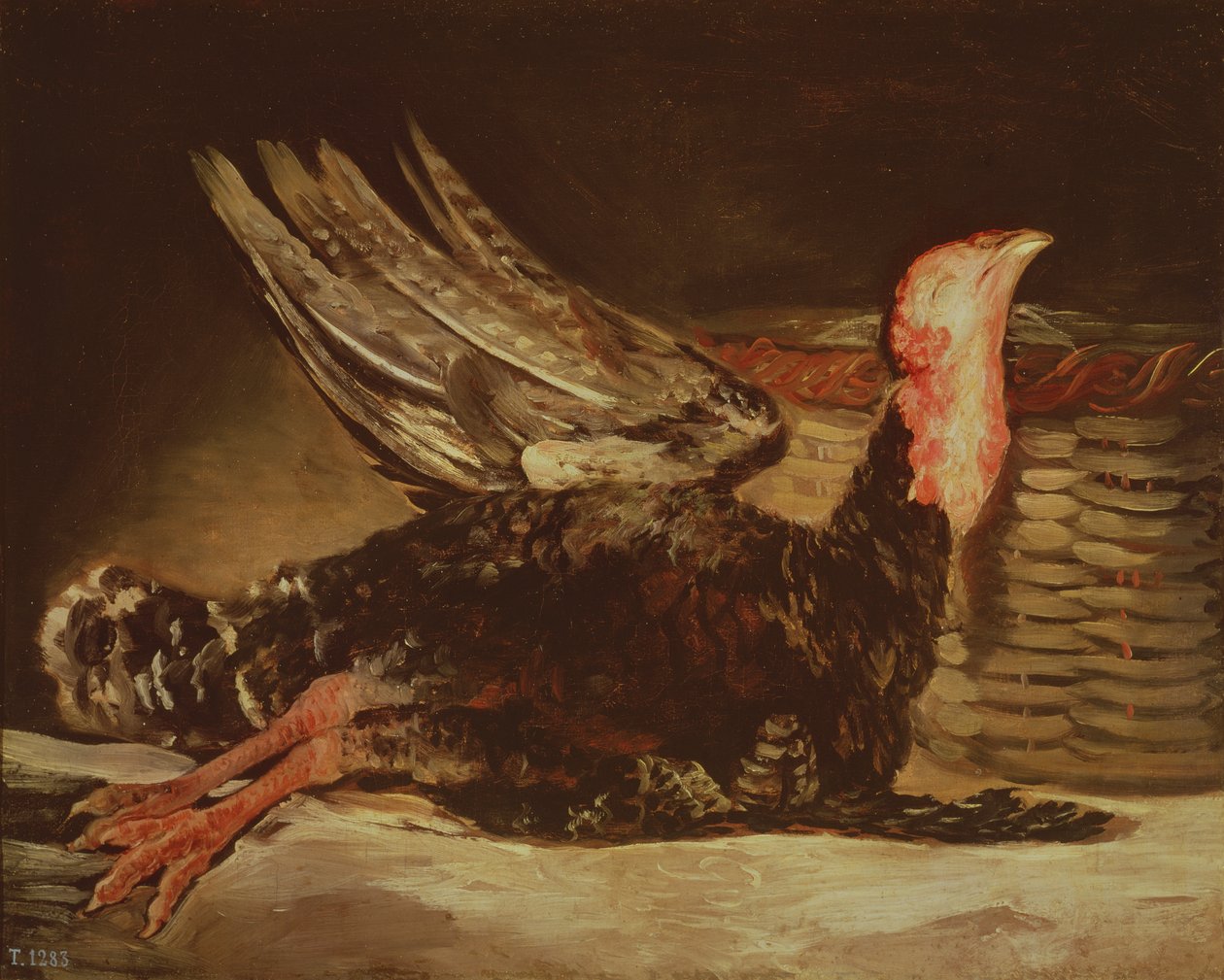 Stillleben eines toten Truthahns und eines Weidenkorbs, 1806 von Francisco de Goya