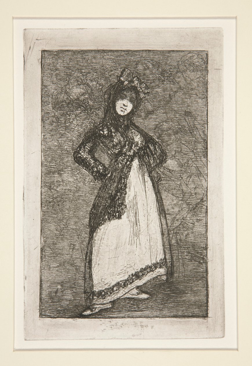 Maja [mit dunklem Hintergrund] von Francisco de Goya
