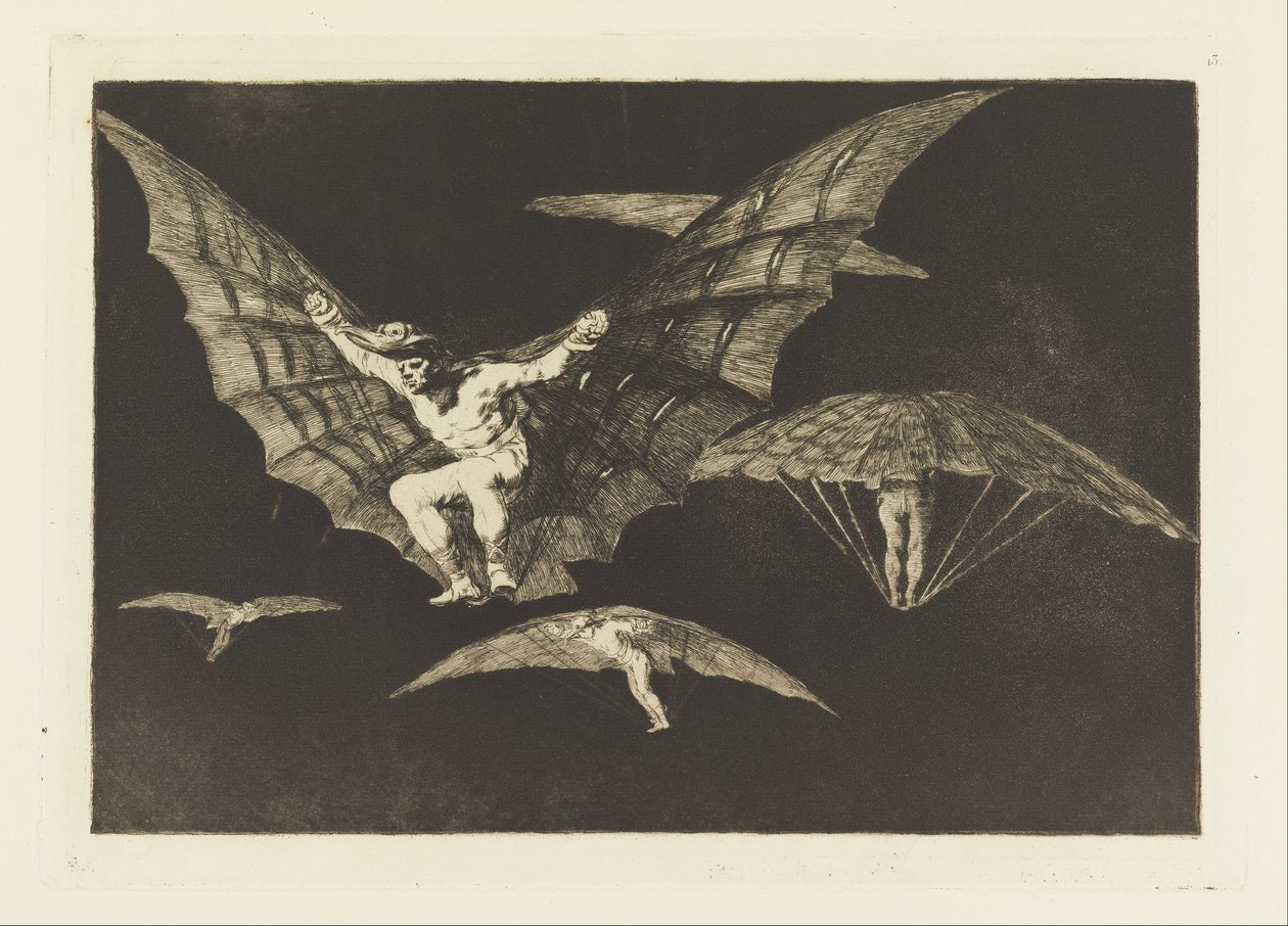 Art des Fliegens, Platte 13 in Sprichwörter von Francisco de Goya
