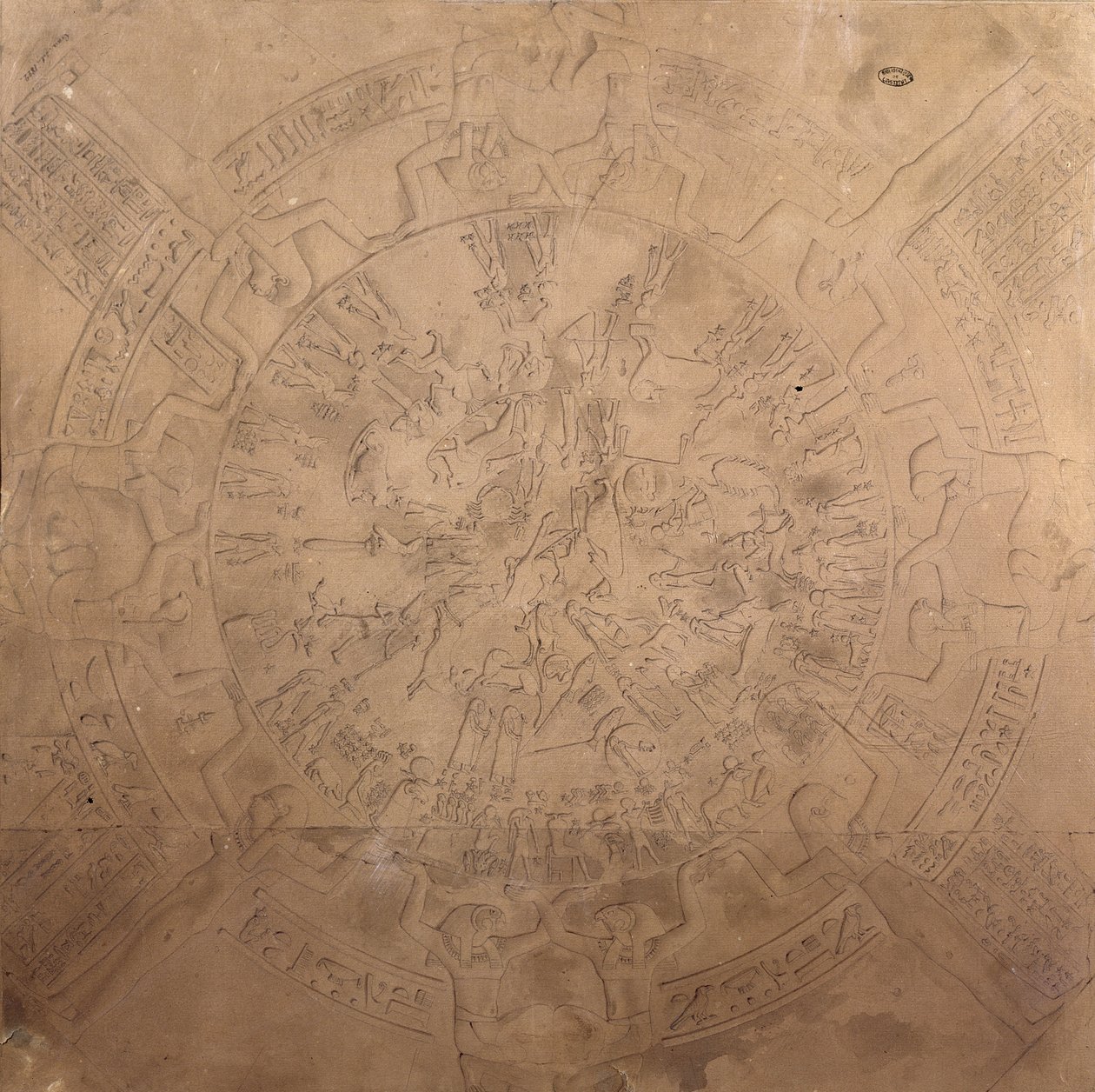 Astrologisches Planisphäre des Tierkreises von Denderah, von der Decke der Kapelle im Tempel der Hathor, Denderah, Ägypten, 1822 von Francois Chretien Gau