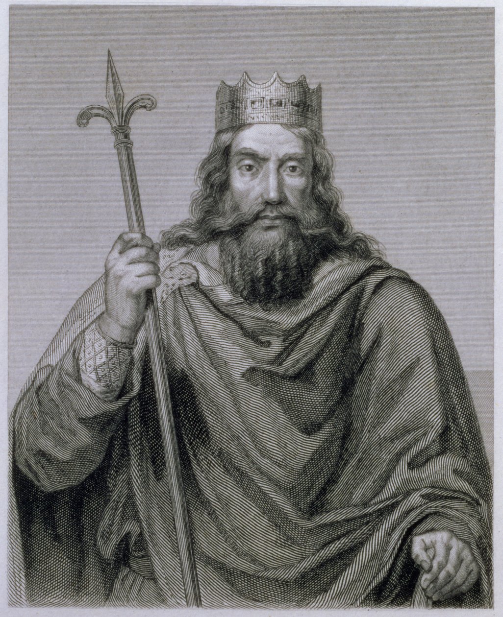 Chlodwig I. (465-511) Merowinger-Herrscher der Franken, graviert von G. Lewy von Francois Louis Dejuinne