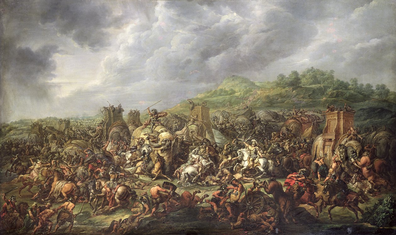 Die Niederlage des Porus durch Alexander den Großen (356-323 v. Chr.) 327 v. Chr. von Francois Louis Joseph Watteau