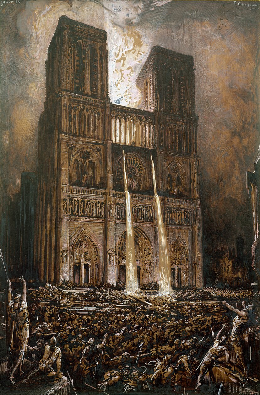Das Volk belagert Notre-Dame von Francois Nicolas Chifflart
