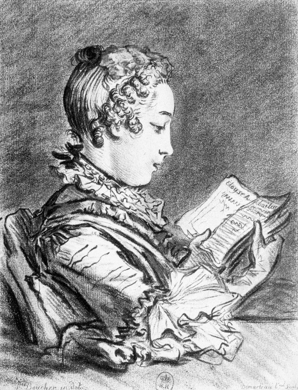 Marie-Jeanne Buzeau (1716-1796) (Gravur) von Francois (after) Boucher