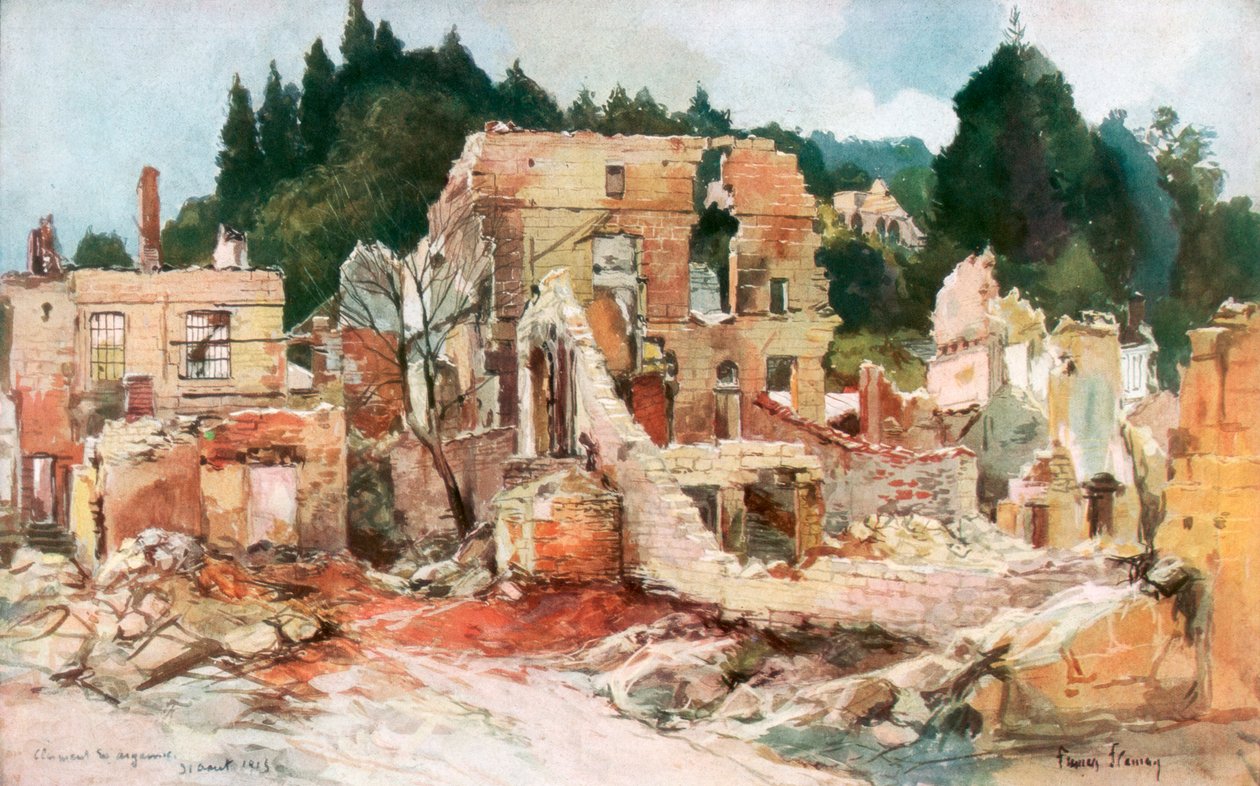 Clermont-en-Argonne, Frankreich, August 1915 von Francois Flameng