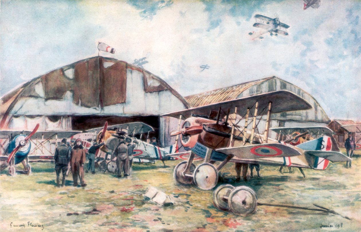 Französischer Jagdgeschwader-Flugplatz von Francois Flameng