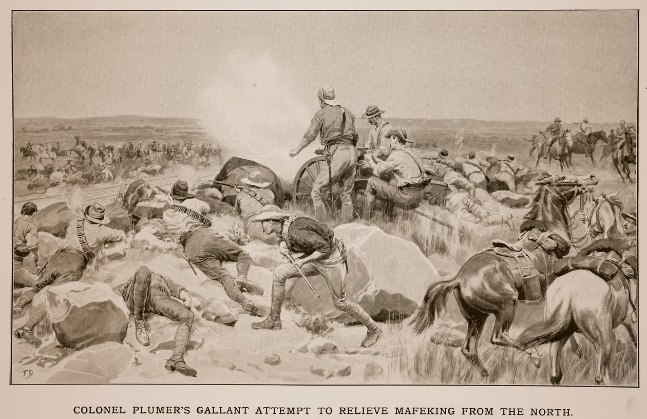 Colonel Plumers tapferer Versuch, Mafeking von Norden zu entlasten, nach F.J. Mackenzie von Frank Dadd