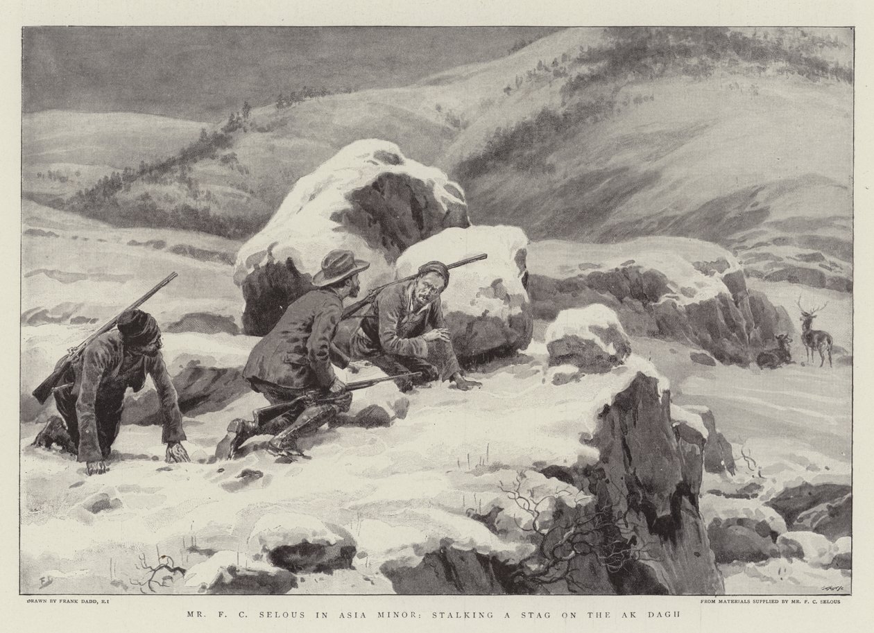 Mr F. C. Selous in Kleinasien, auf der Jagd nach einem Hirsch auf dem Ak Dagh von Frank Dadd