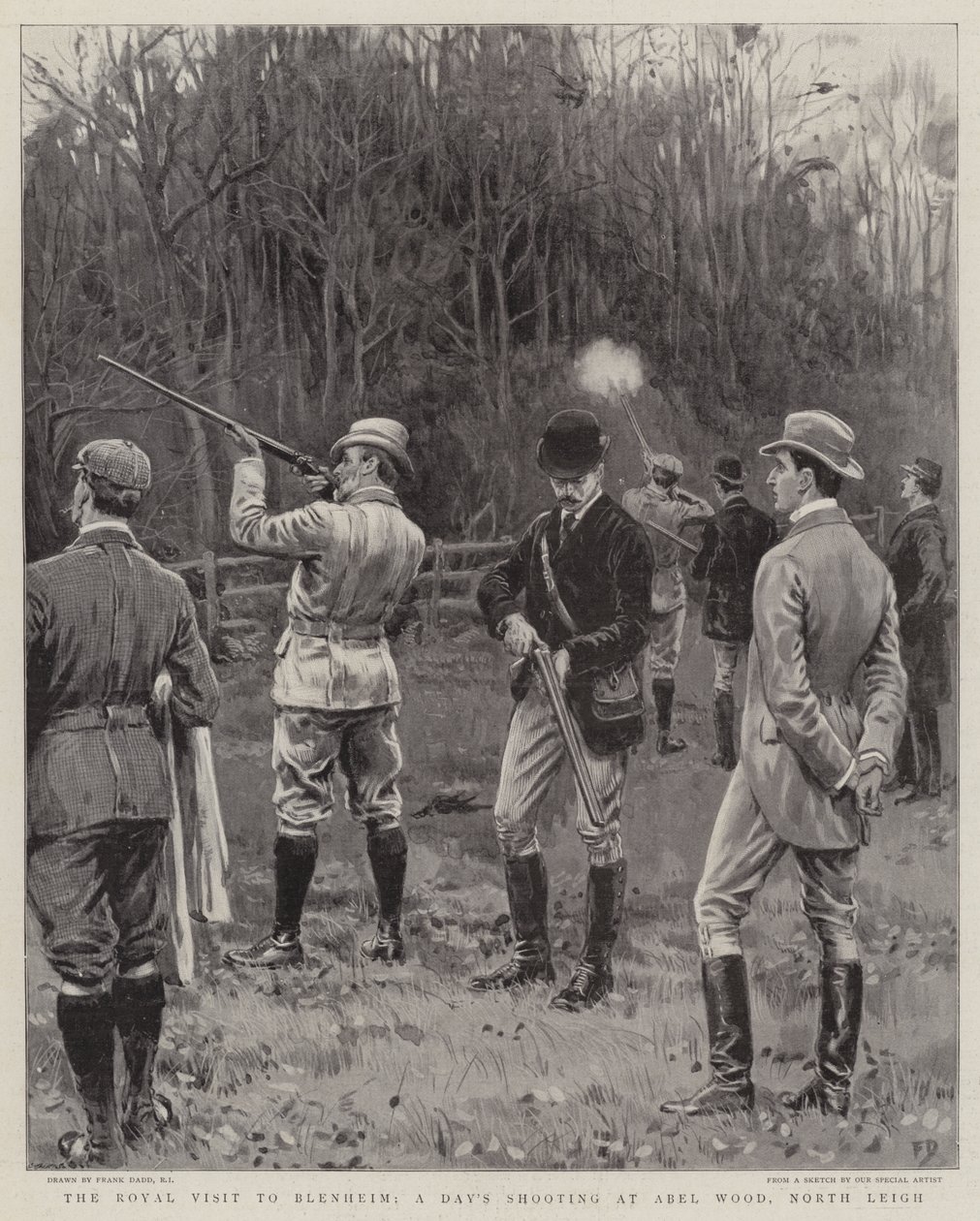 Der königliche Besuch in Blenheim, ein Jagdtag in Abel Wood, North Leigh von Frank Dadd