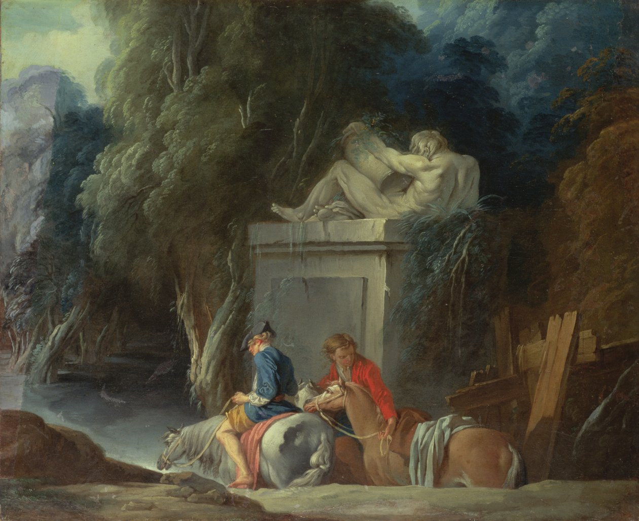 Durchquerung der Furt, späte 1730er Jahre (rechte Hälfte des Originalgemäldes mit 73441) von François Boucher