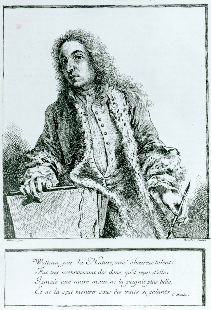 Porträt von Jean-Antoine Watteau (1684-1721) von François Boucher