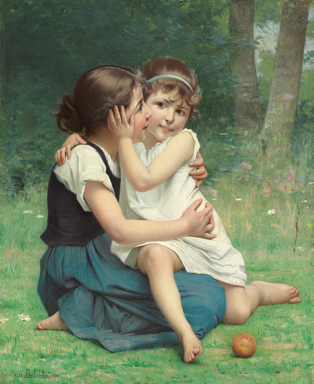 Schwesterliche Liebe, 1892 von François Alfred Delobbe