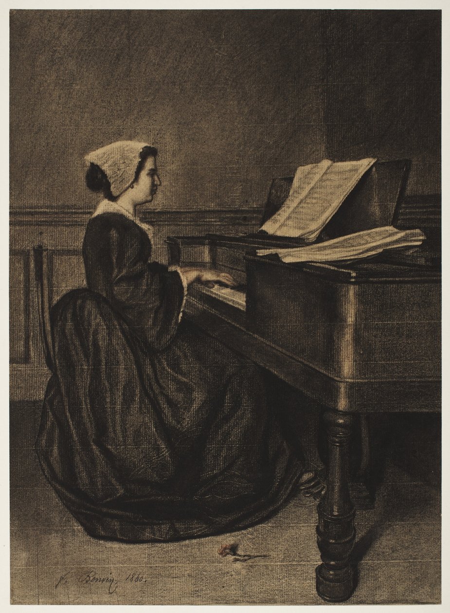 Frau am Spinett, 1860 von François Bonvin