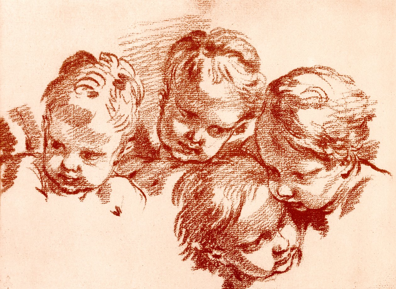 Vier Studien von Kinderköpfen von François Boucher
