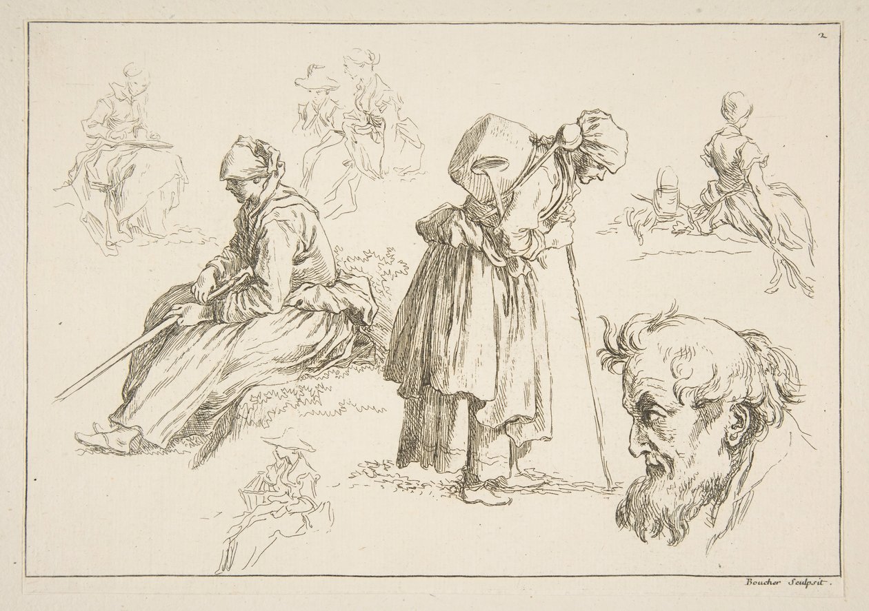 Blatt mit Skizzen, 1753 von François Boucher