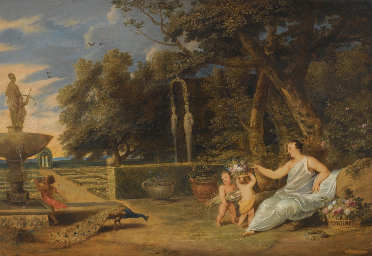 Flora mit drei Putti in einem Garten von Frans Wouters