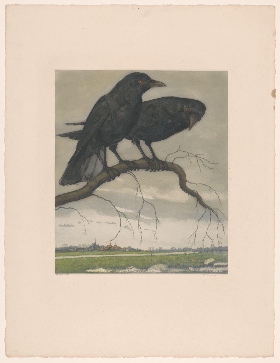 Zwei Krähen von Frans Everbag (signed by artist)