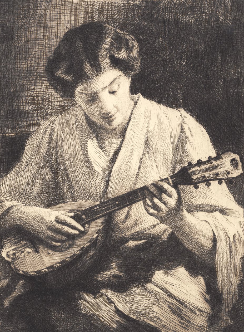 Mandolinspielende Dame von Frans Schwartz