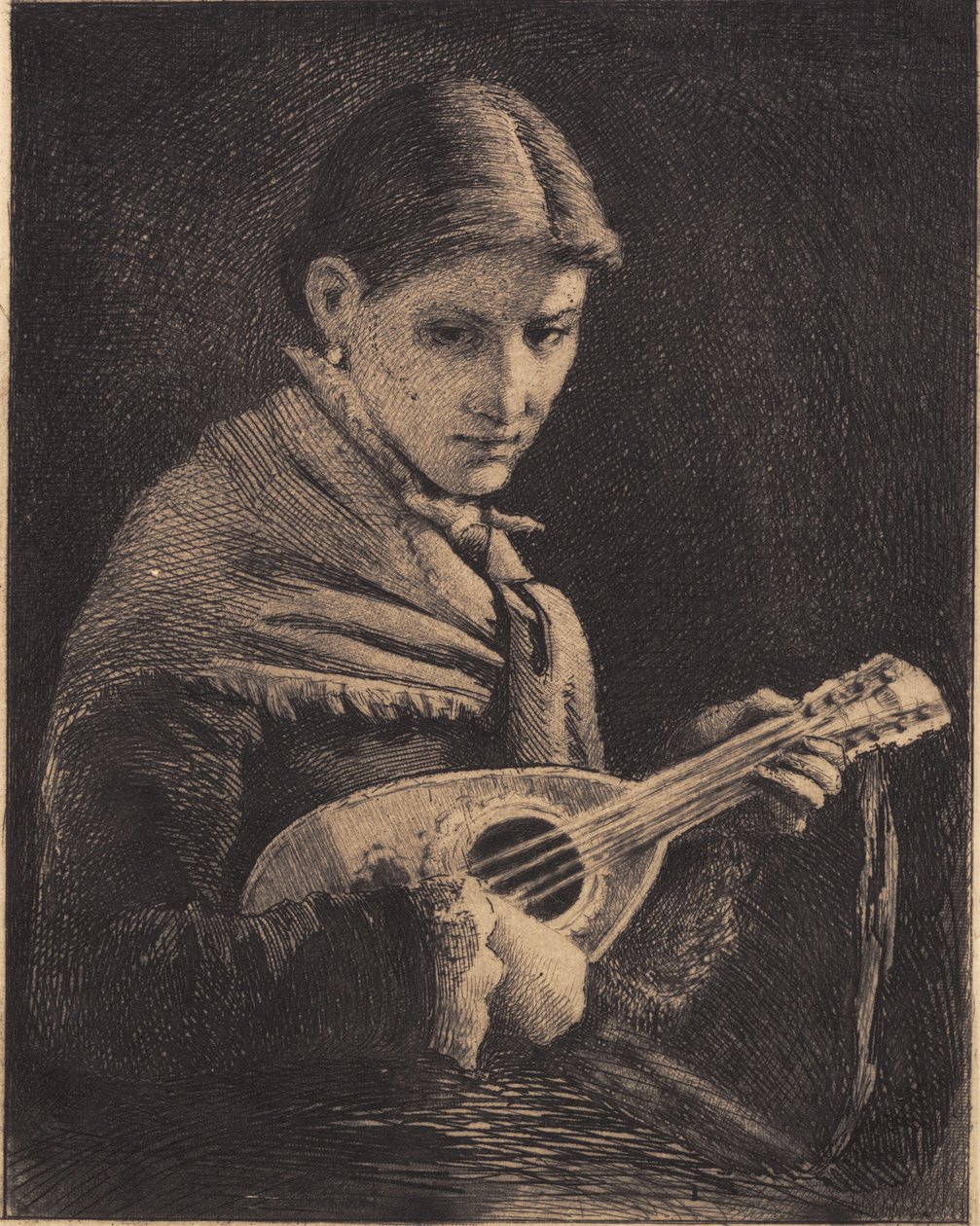 Junges Mädchen mit Mandoline von Frans Schwartz