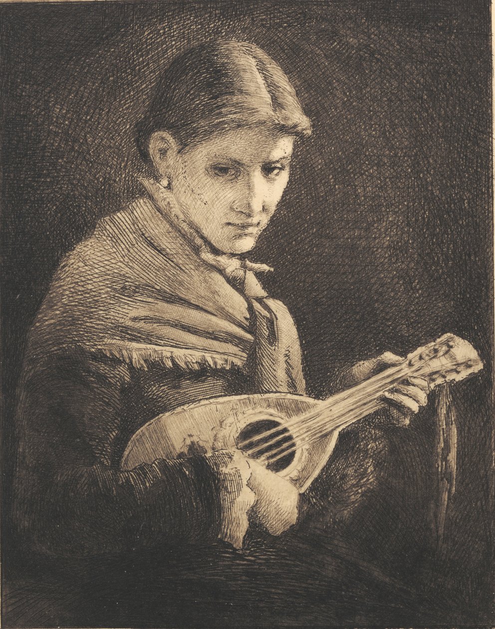 Junges Mädchen mit Mandoline von Frans Schwartz