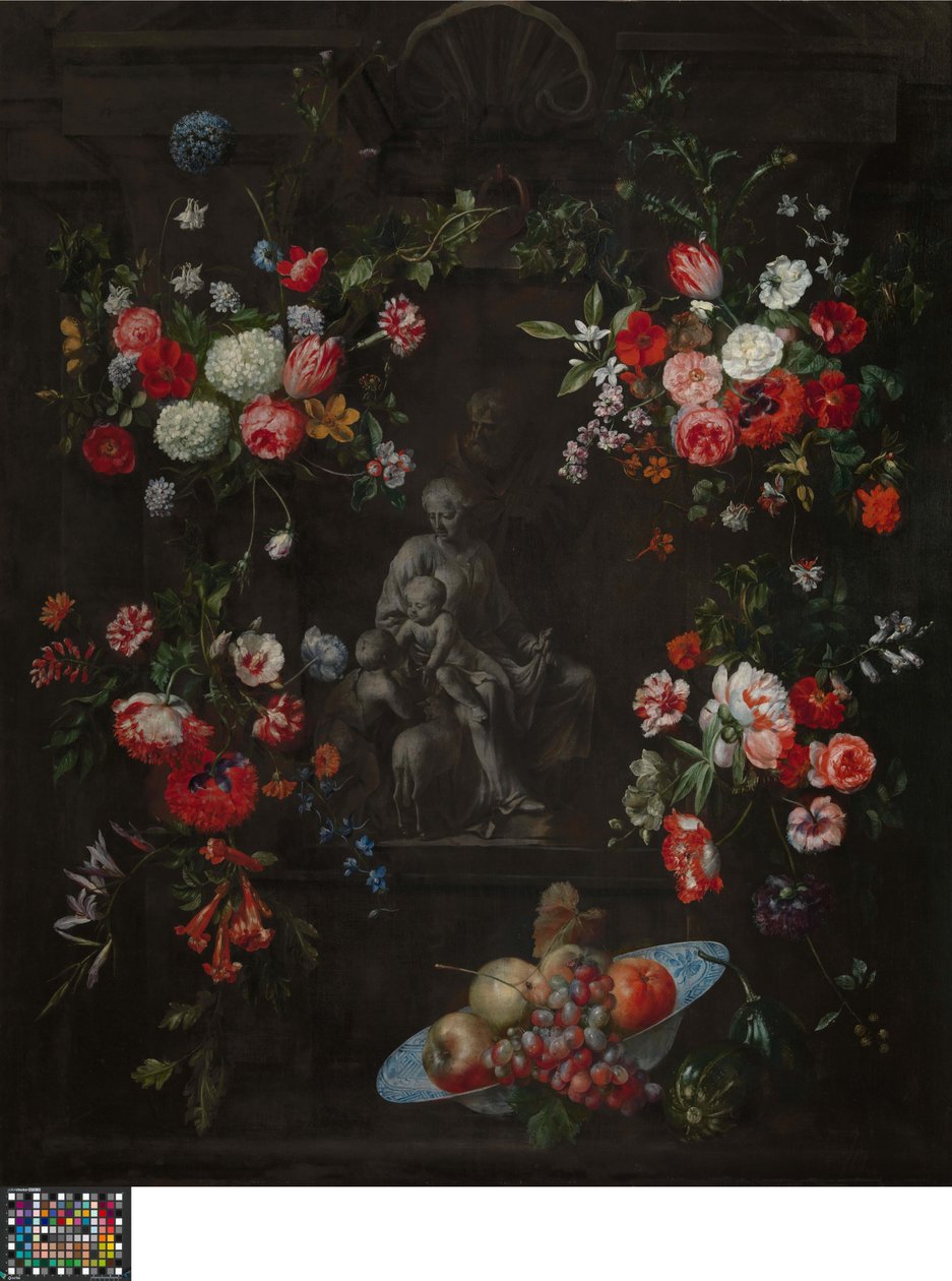 Blumenkranz mit der Heiligen Familie von Frans Ykens