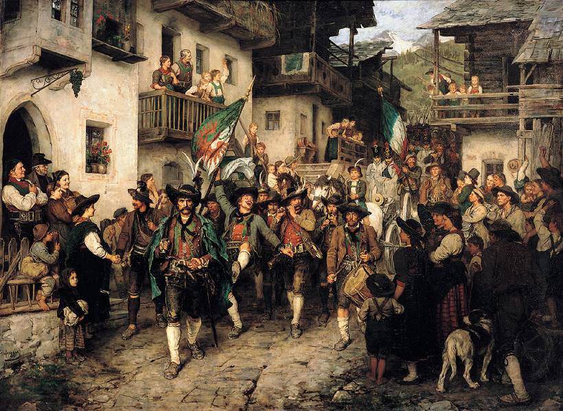 Heimkehrender Tiroler Landsturm im Krieg von 1809 von Franz Defregger