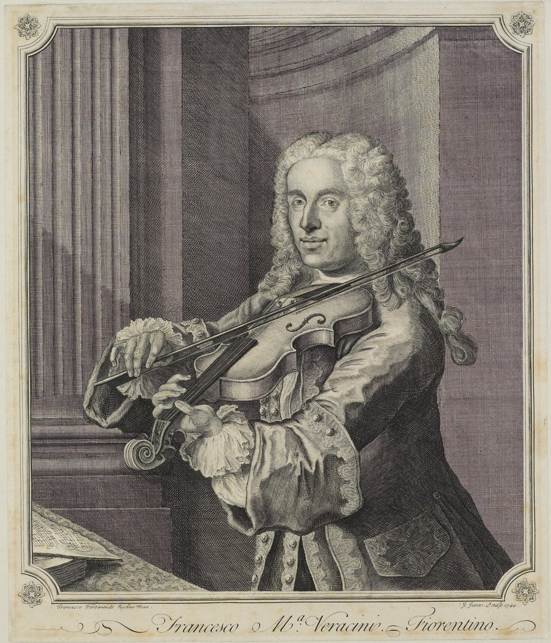 Francesco Ma Veracini, graviert von J. June, 1744 von Franz Ferdinand Richter