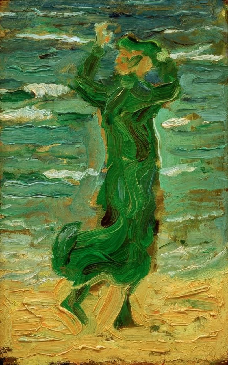 Frau im Wind am Meer von Franz Marc