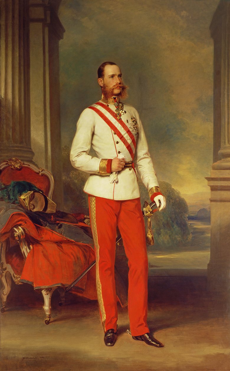 Franz Joseph I., Kaiser von Österreich (1830-1916) in der Uniform eines österreichischen Feldmarschalls mit dem Großstern des Militär-Maria-Theresien-Ordens, 1864 von Franz Xaver Winterhalter