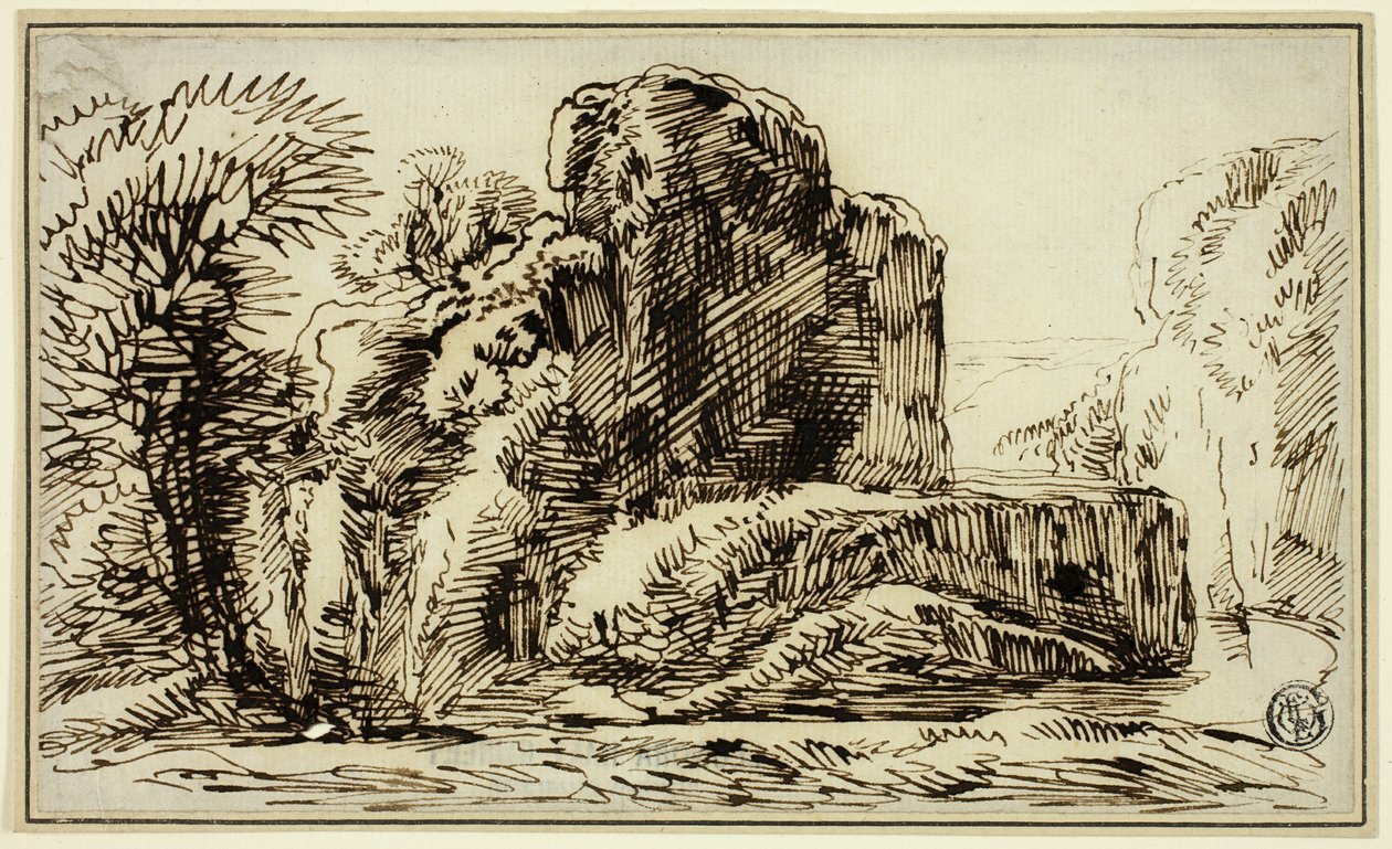 Felsen, Bäume und Fluss von Franz Kobell
