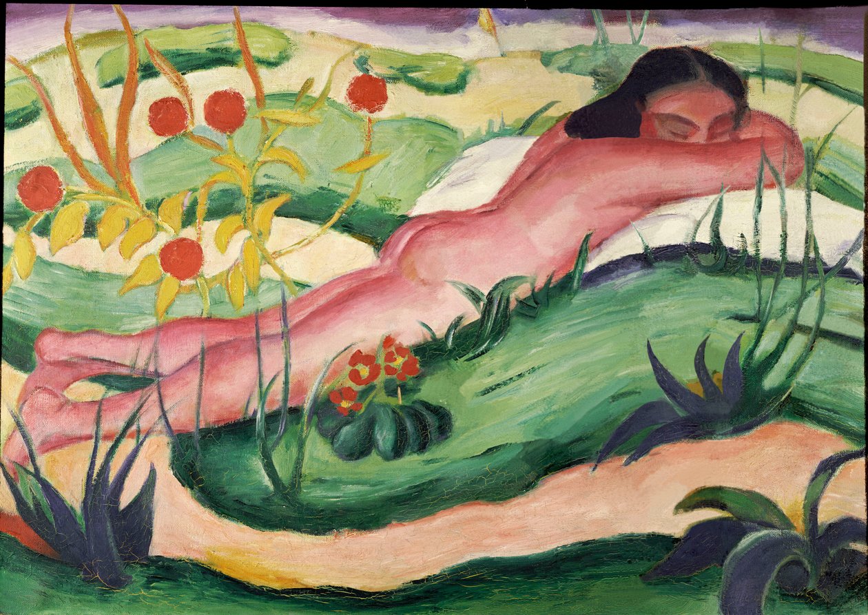 Nackte in den Blumen, 1910 von Franz Marc