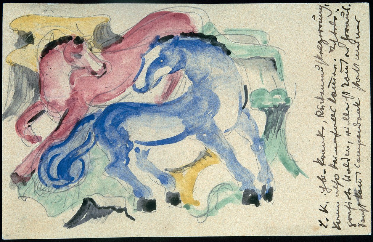 Rote und blaue Pferde von Franz Marc