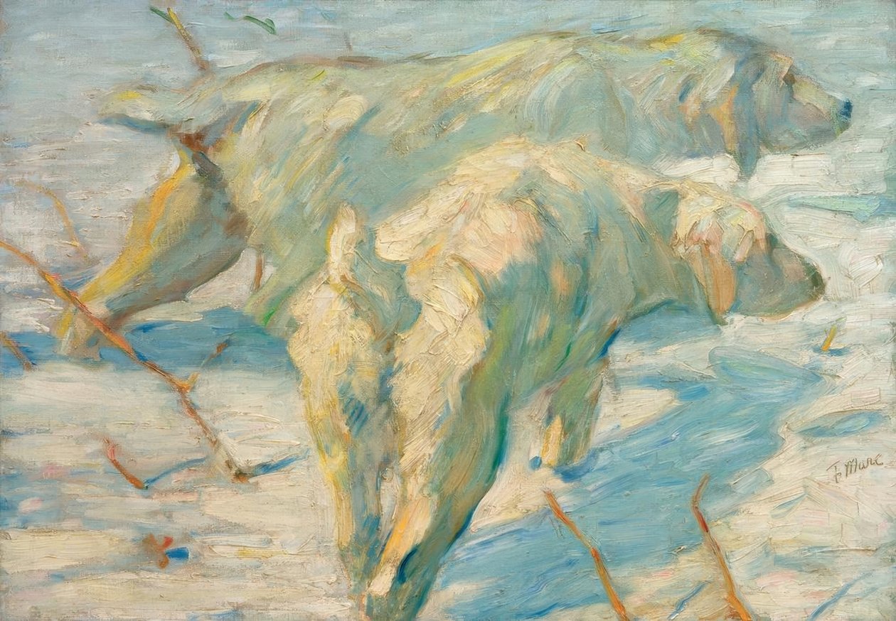 Sibirische Schäferhunde (Sibirische Hunde im Schnee) von Franz Marc