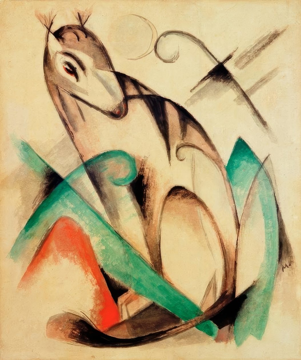 Sitzendes Fabeltier von Franz Marc