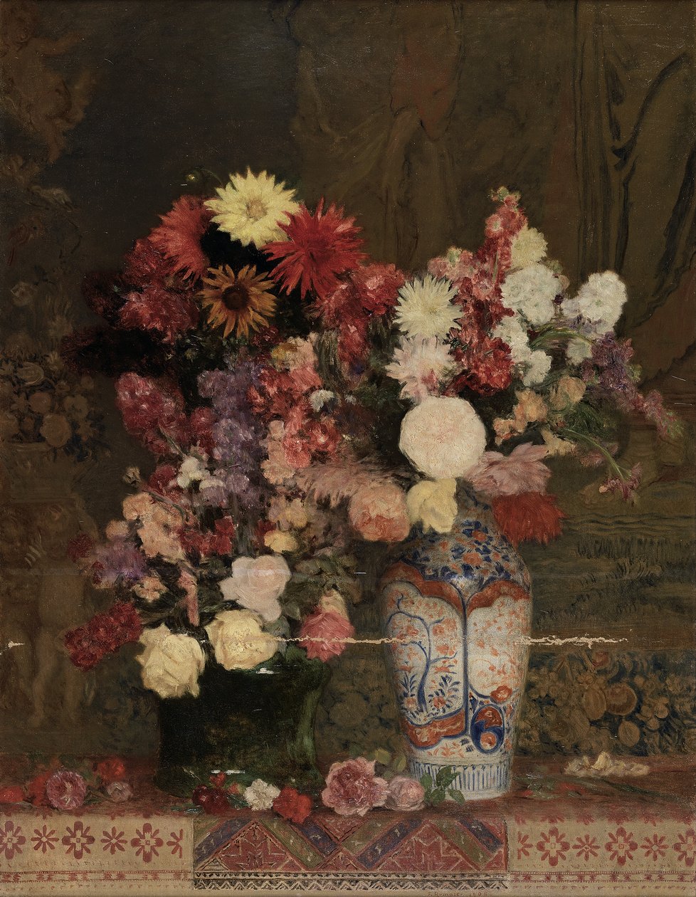 Herbstblumen mit Vase von Franz Rumpler