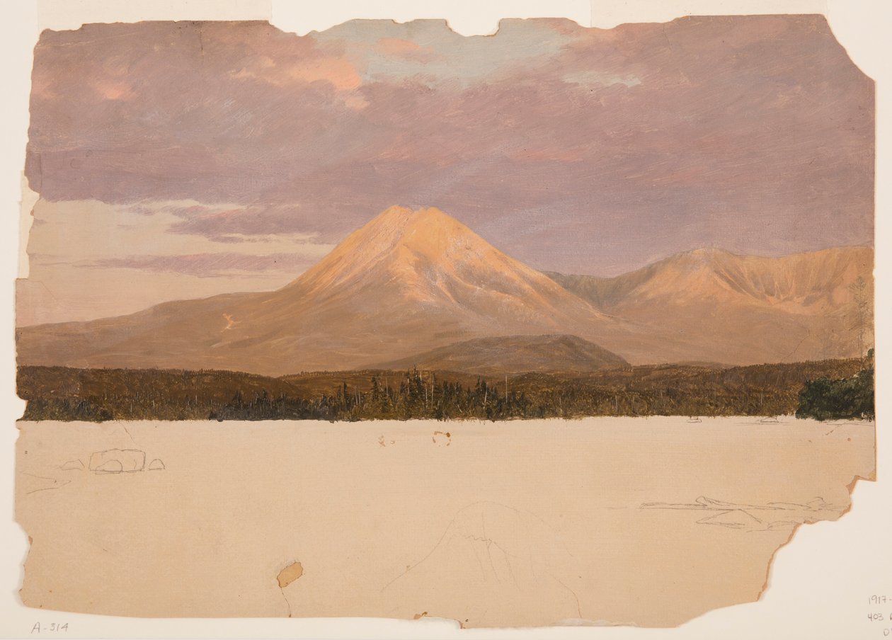 Zeichnung, Mt. Katahdin vom Lake Katahdin, 1878 von Frederic Edwin Church