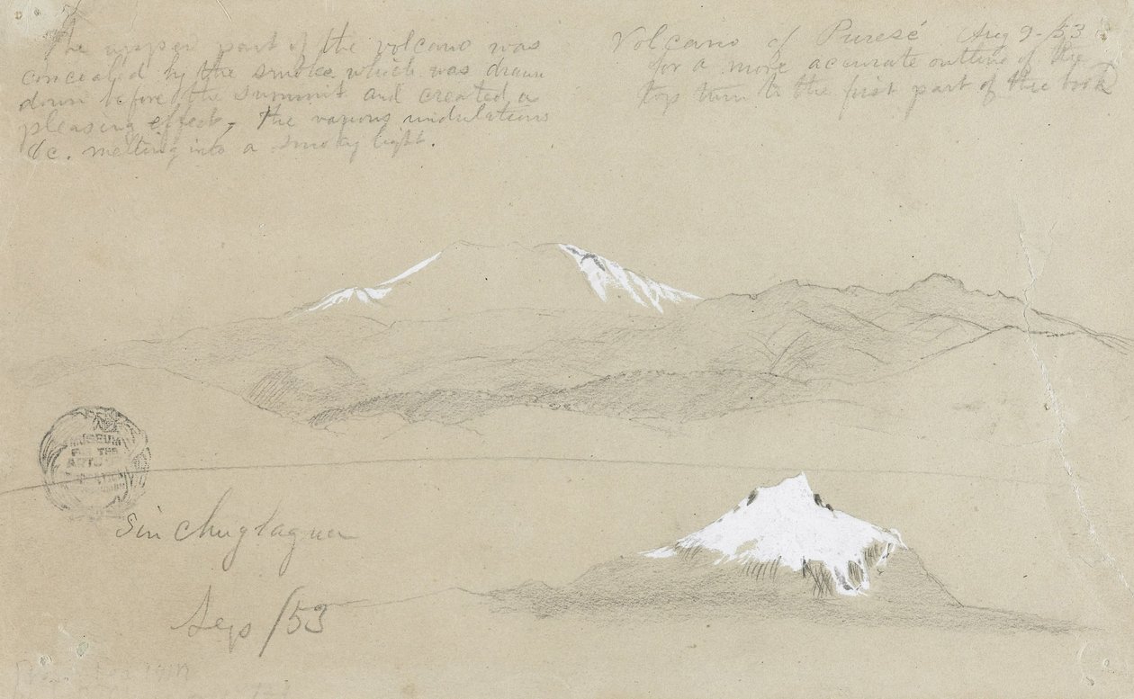 Ansichten des Puresé-Vulkans, Kolumbien und des Mt. Sincholagua, Ecuador von Frederic Edwin Church